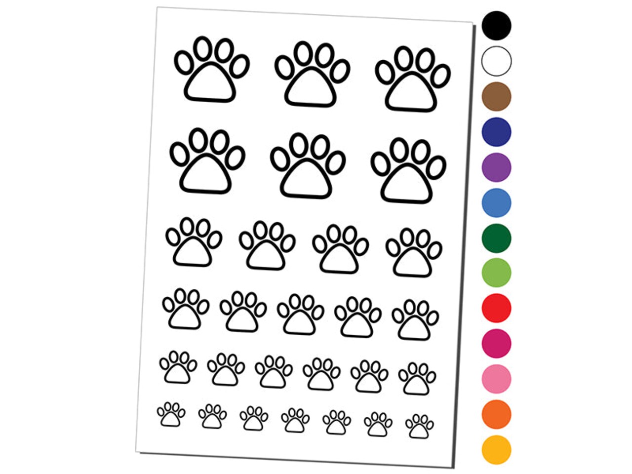 Paw Print Outline Dog Cat Temporary Tattoo Water Resistant Fake Body Art Set Collection
